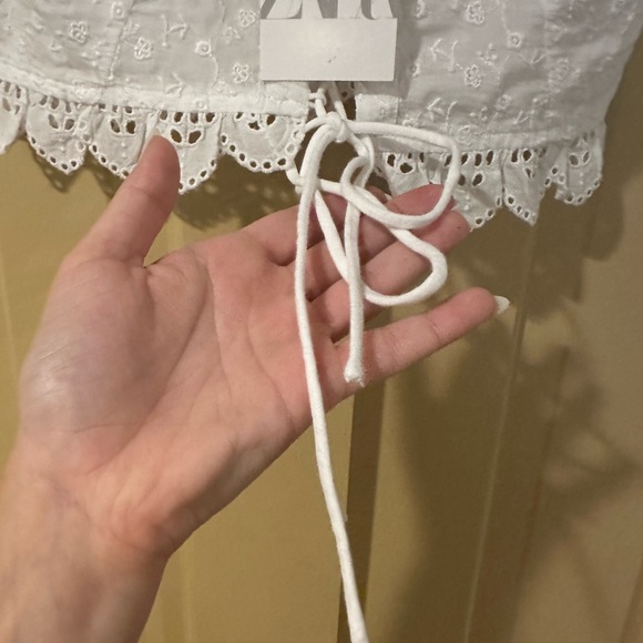 Zara White Embellished Tie Front Camisole - Picture 6 of 6